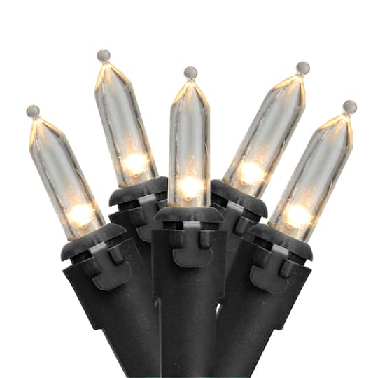 100ct. White LED Mini Christmas Lights Set With Black Wire